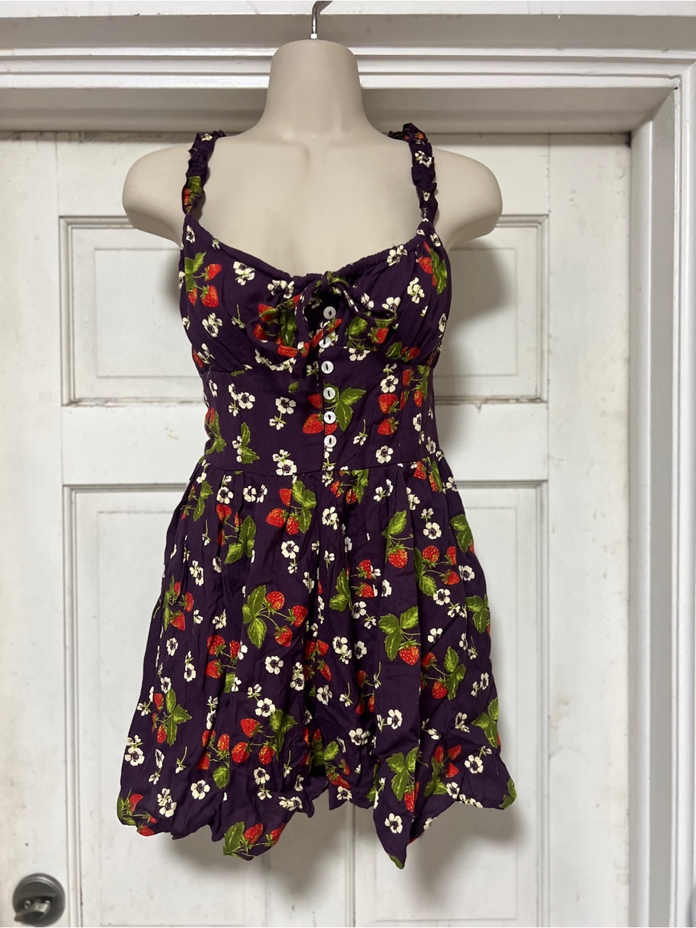 Urban Outfitters Purple Strawberry Print Romper S NWT